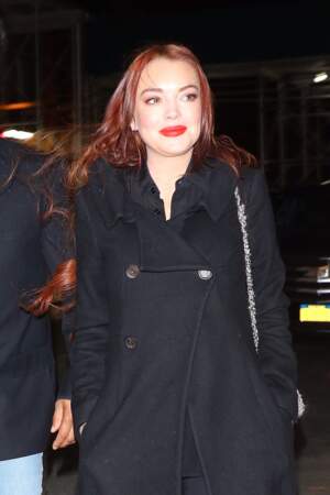 Lindsay Lohan à son arrivée dans les studios de l'émission "Watch What Happens Live" à New York, le 9 janvier 2019