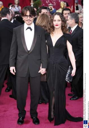 Johnny Depp et Vanessa Paradis lors de la 80e cérémonie des Oscars. 