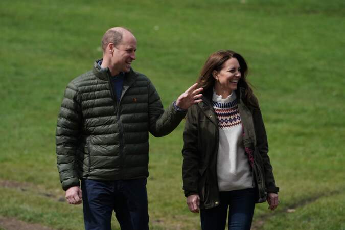 Le prince William, duc de Cambridge, et Catherine Middleton, duchesse de Cambridge, visitent la ferme du manoir à Little Stainton, Royaume Uni, le 27 avril 2021.
