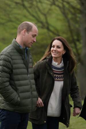 Kate Middleton et William en visite dans une ferme à Durham, le 27 avril 2021

