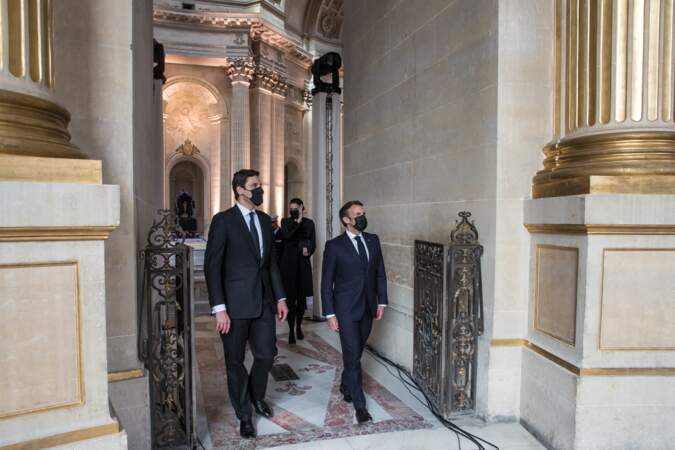 Emmanuel Macron et le prince Jean-Christophe Napoléon le 5 mai 2021 à Paris 