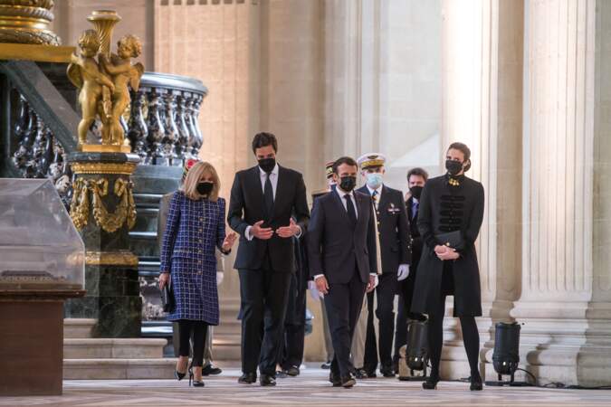 Le prince Jean-Christophe Napoléon, la princesse Olympia von Arco-Zinneberg, Brigitte et Emmanuel Macron à Paris, ce 5 mai 2021 