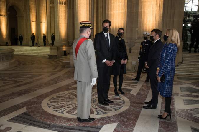 Le prince Jean-Christophe Napoléon, la princesse Olympia von Arco-Zinneberg, Emmanuel et Brigitte Macron à Paris, ce 5 mai 2021 