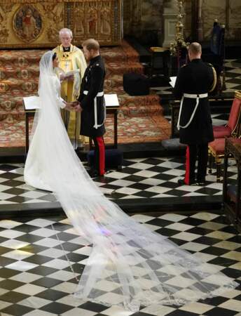 19 mai 2018 : Meghan Markle et le prince Harry lors de leur cérémonie de mariage en la chapelle Saint-George