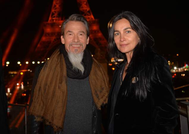 Florent Pagny et Azucena Caamaño au concert anniversaire des 130 ans de la Tour Eiffel à Paris