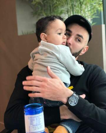 Karim Benzema et son fils Ibrahim, en février 2018.