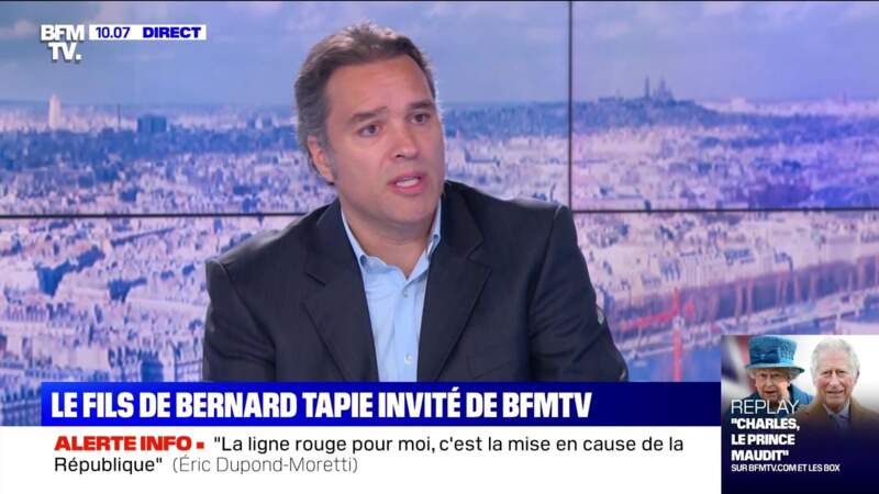 Laurent Tapie, le 27 mai 2021, sur le plateau de BFM TV. 