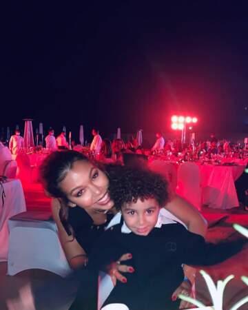 Cora Gauthier en mai 2021 avec Ibrahim, né de son mariage avec Karim Benzema.