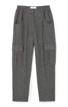 Pantalon coupe droite et poches à rabats en laine mélangée, 130€, American Vintage