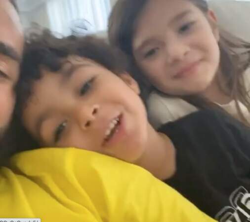 Karim Benzema, et ses enfants Ibrahim et Mélia.