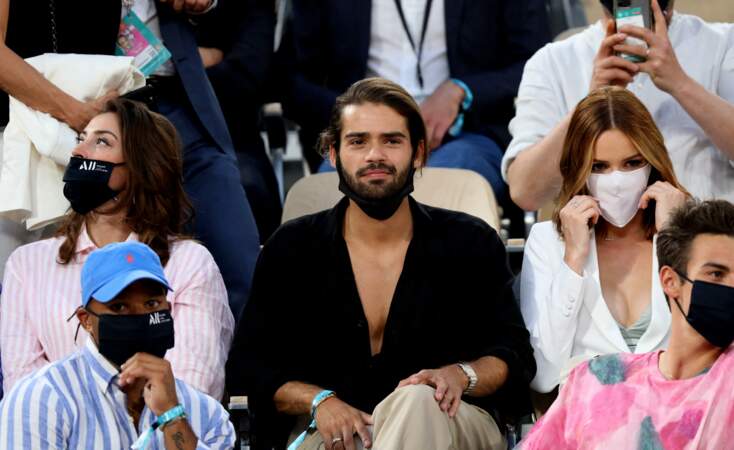 Rachel Legrain Trapani, Renan Pacheco et Maëva Coucke très concentrés dans les tribunes des Internationaux de France de Tennis de Roland Garros à Paris. Le 9 juin 2021
