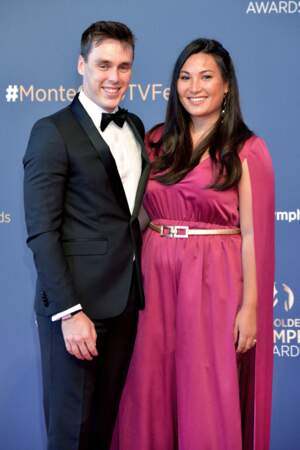 Louis Ducruet et son épouse Marie ont eux aussi fait sensation lors du photocall du 60ème festival de télévision de Monte-Carlo, qui s'est tenu ce mardi 22 juin 2021, à Monaco
