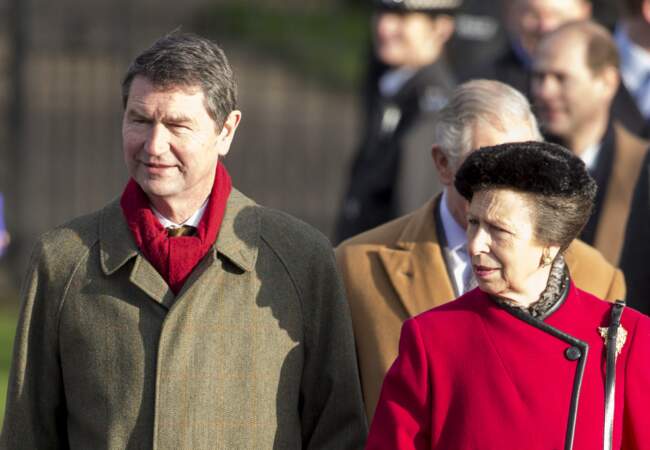 Timothy Laurence et la princesse Anne à Sandringham, le 25 décembre 2014