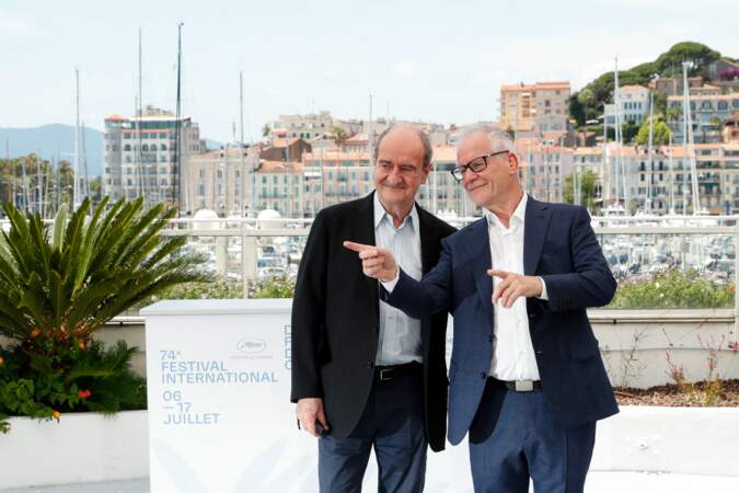 Pierre Lescure, président du festival de Cannes, Thierry Frémaux, délégué général du festival de Cannes - Photocall du 74ème Festival International du film de Cannes, le 6 juillet 2021.