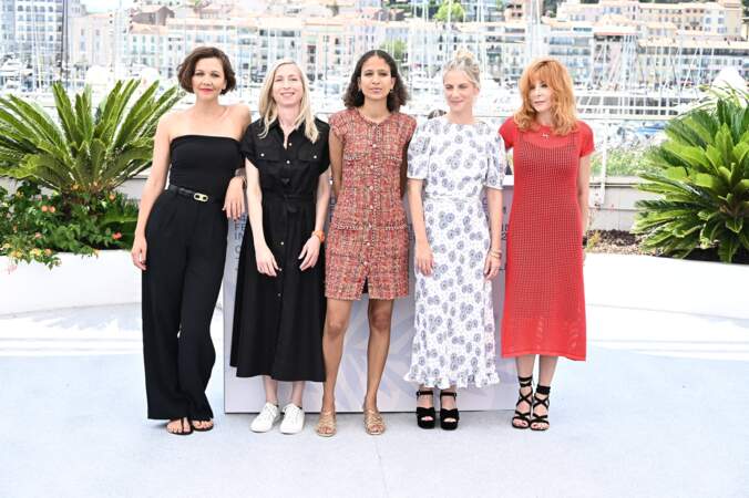 Maggie Gyllenhaal, Jessica Hausner, Mati Diop, Melanie Laurent et Mylene Farmer au 74ème festival international du film de Cannes, le 6 juillet 2021