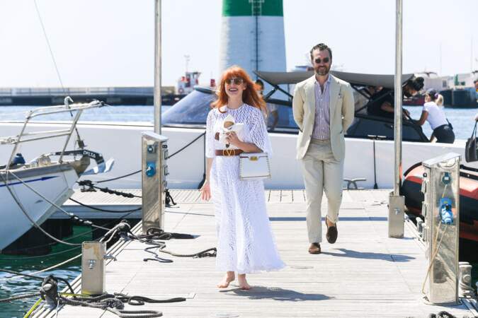 Jessica Chastain et son mari Gian Luca Passi à Cannes le 7 juillet 2021 