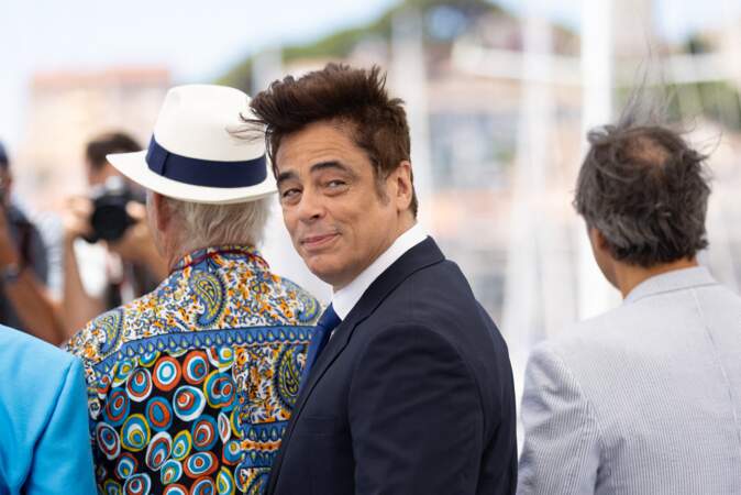 Benicio Del Toro au photocall du film The French Dispatch  le 13 juillet 2021, a séduit la Croisette.