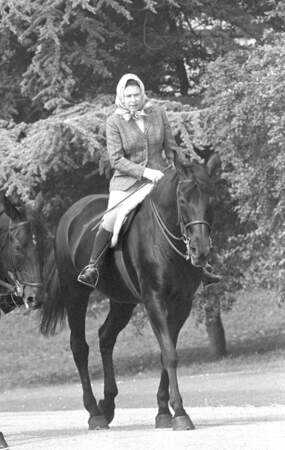 Elizabeth II monte son cheval "Centennial" en 1982