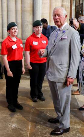 Le prince Charles visite la cathédrale d'Exeter, dans le Devon, le 19 juillet 2021
