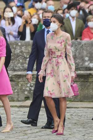 La reine Letizia d'Espagne le jour de la fête nationale de la Galice, ce 25 juillet