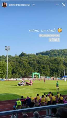 Sur Instagram, Émilie Broussouloux a partagé des images du match depuis les gradins et du soleil qui surplombait la Corrèze. 