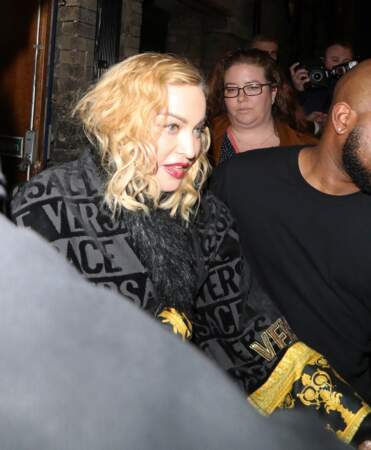 Madonna à la sortie de son concert au "Palladium" à Londres, le 29 janvier 2020