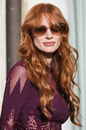 Jessica Chastain et ses longs cheveux roux et ondulés, à Venise, le 5 septembre 2021