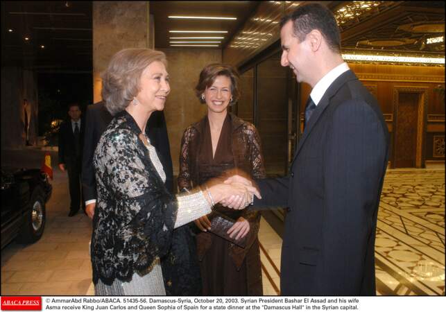 Le président syrien Bashar Al Assad avec la reine Sofia d'Espagne