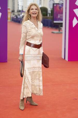 Cyrielle Clair dans une robe bohème pour la première du film "Dune" lors de la 47éme édition du Festival du Cinéma Américain de Deauville le 10 septembre 2021.