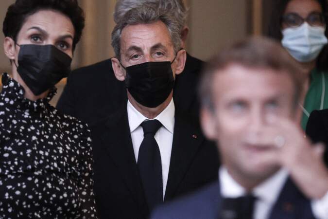 Farida Khelfa aux côtés de Nicolas Sarkozy, à l'Élysée, ce 13 septembre 2021