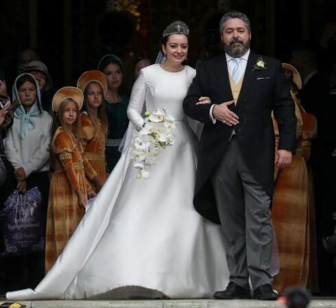 Le grand-duc George Mikhailovich de Russie et de Rebecca Victoria Bettarini d'Italie se sont dits "oui" en la cathédrale St-Isaac à Saint-Petersbourg, le 1er octobre 2021.