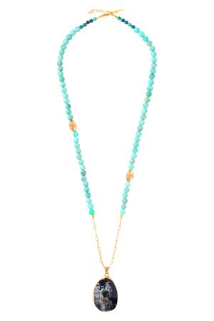 Sautoir pierres précieuses turquoise, All The Must, 240€