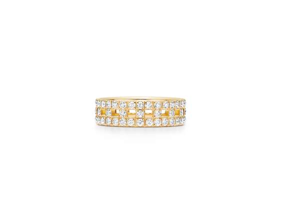 Bague T True de Tiffany & Co en or 18 carats et diamants, portée par Leïla Bekhti lors du dernier festival de Cannes 