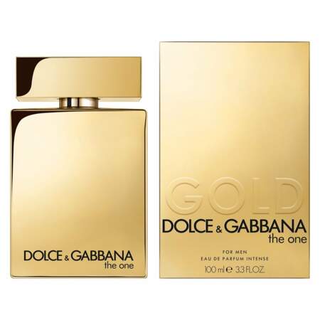 The One For Men Gold, Eau de Parfum Intense 100 ml, Dolce&Gabbana, 115€, parfumeries et grands magasins. 