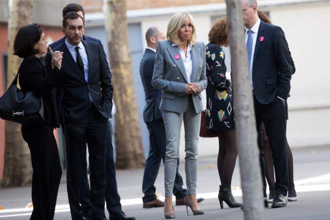 Pierre-Olivier Costa, directeur de cabinet, la Première Dame Brigitte Macron, Leïla Slimani et Jean-Michel Blanquer, 