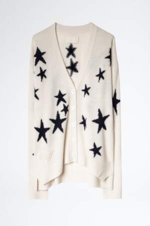 Gilet blanc en cachemire motif étoiles, Zadig&Voltaire, 455€