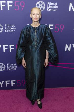 Tilda Swinton à la première du film "Parallel Mothers" au Alice Tully Lincoln Center, à New York, le 8 octobre 2021.