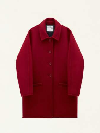 Manteau court oversize en drap de laine moussé uni, Courrège, 990€