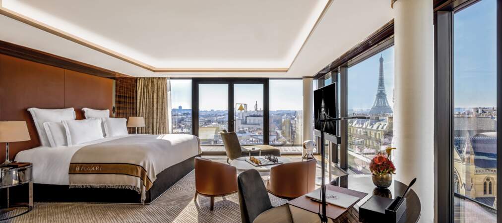 Chambre avec vue du penthouse du Bulgari Hotel Paris