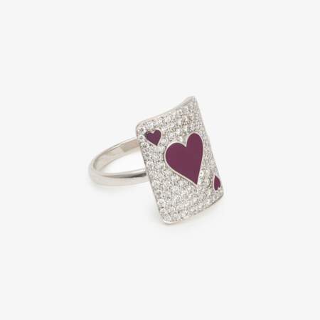 Bague Pinkie Lovely Âme en or 18 carats, laque et diamants de synthèse 0,50 ct, MysteryJoy, 2 205€