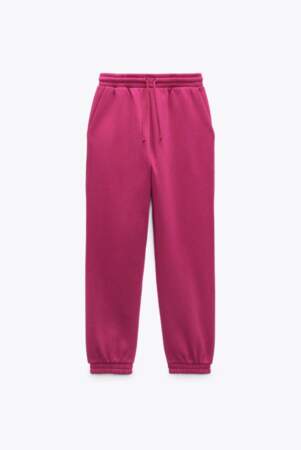 Pantalon avec taille haute élastique réglable par lacets en molleton, Zara, 15,95€ 