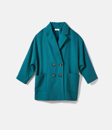 Manteau pardessus femme matières recyclées, Camaïeu, 59,99€