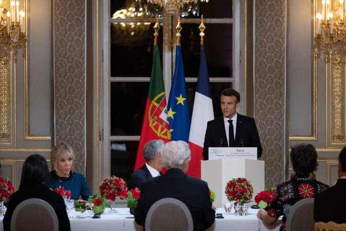 Dîner offert par le Président de la République et Mme Brigitte Macron en l'honneur de M. Marcelo Rebelo de Sousa le 11 février