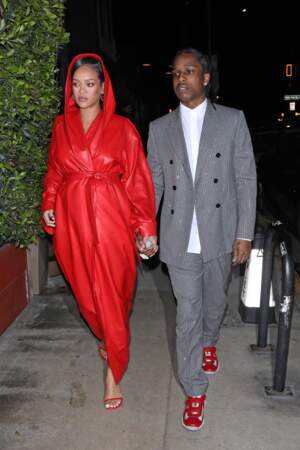 Rihanna et son compagnon ASAP Rocky arrivent au restaurant "Giorgio Baldi" à Los Angeles