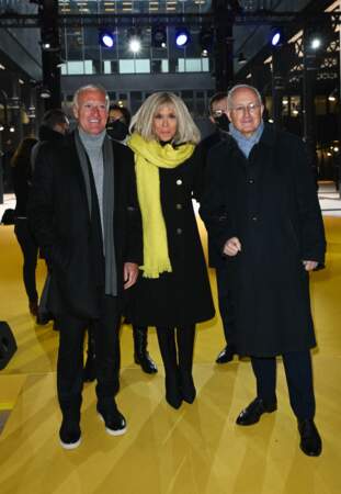 Didier Deschamps, Brigitte Macron et Philippe Wahl pour le lancement de l'Opération Pièces Jaunes à La Poste Centrale du Louvre à Paris. Le 12 janvier 2022