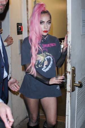 Extravagante Lady Gaga et queue de cheval rose XXL