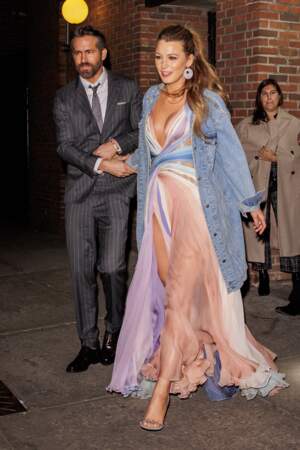 Ryan Reynolds et sa femme Blake Lively quittent l'after party de l'avant-première du film "The Adam Project" à New York  le 28 février 2022.
