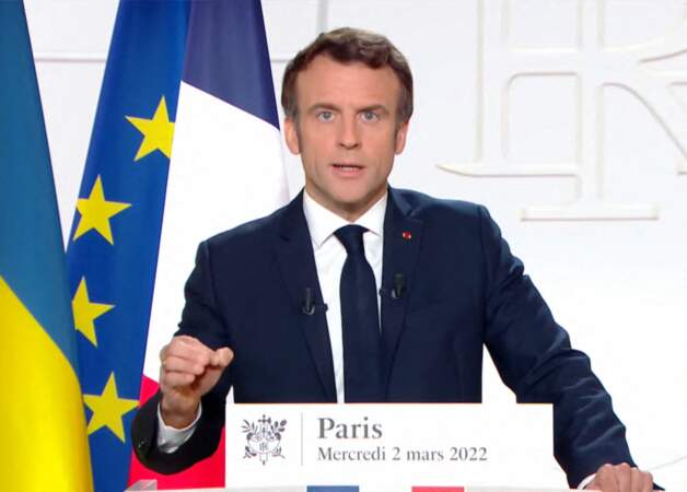 Emmanuel Macron s'es exprimé sur la guerre en Ukraine lors du JT de 20H sur TF1, le mercredi 2 mars 2022.