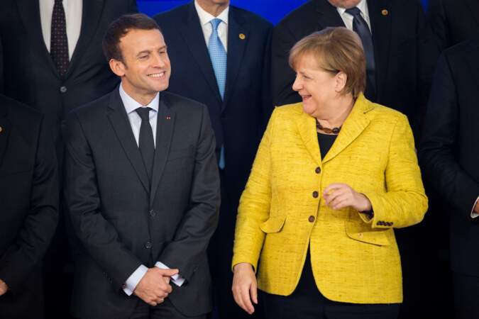 Le président Emmanuel Macron et la chancelière d'Allemagne Angela Merkel le 14 décembre 2017.