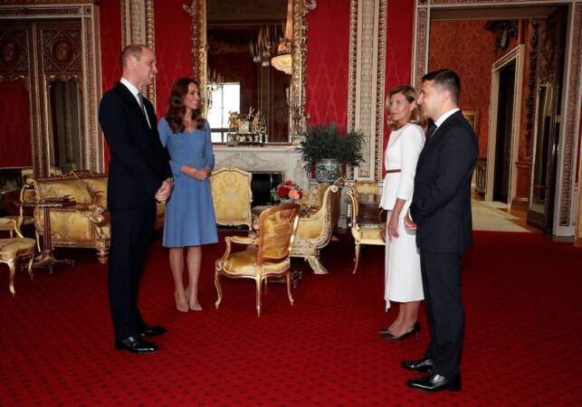 Volodymyr Zelensky  et sa femme Olena à Buckingham Palace à Londres, le 7 octobre 2020